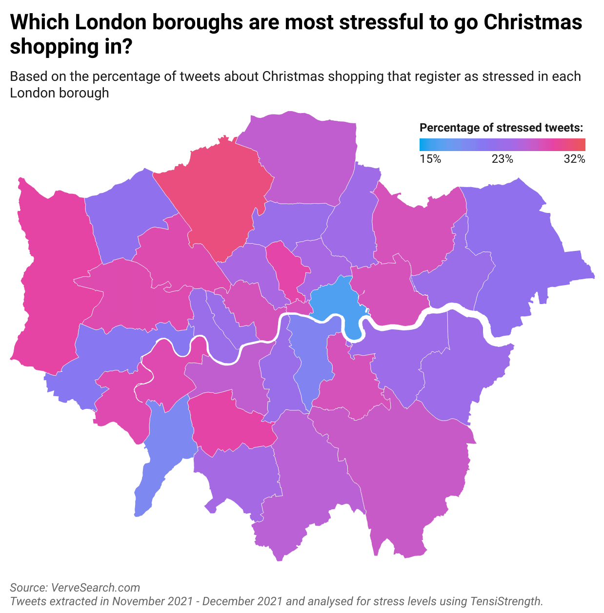 London boroughs ranked by stress for Christmas shoppers