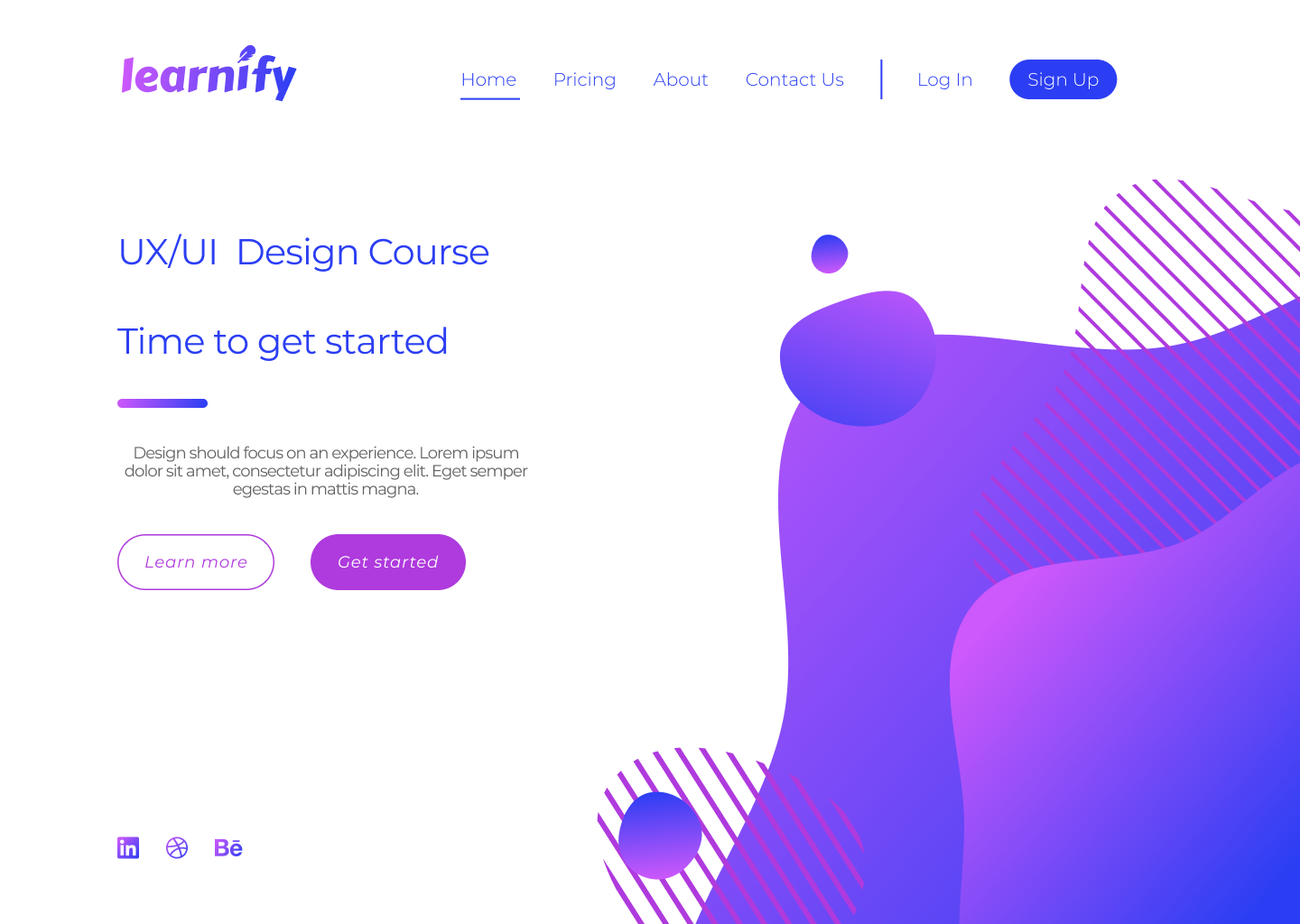 A website page for a fictional company called 'Learnify'. The text on the page is cluttered and there is no clear sense of flow when reading the material.